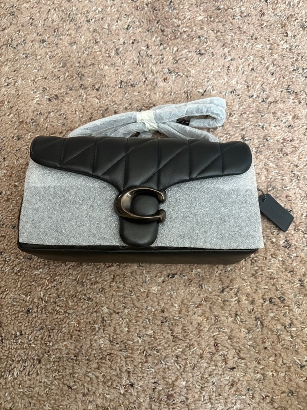 Coach Quilted Leather Shoulder Bag in Black with Gunmetal C
